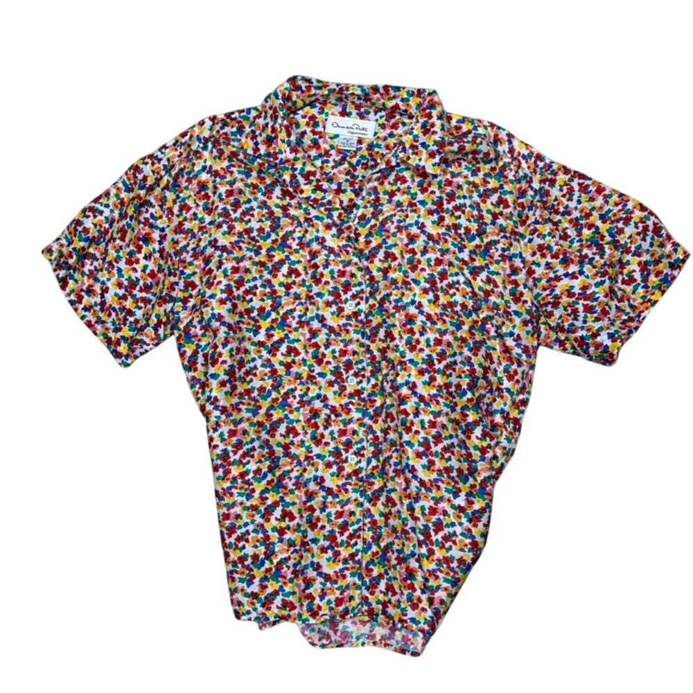 Oscar de la Renta Expressions 80s / 90s Silk Multicolor Print Pajama Set Medium - Picture 3 of 10